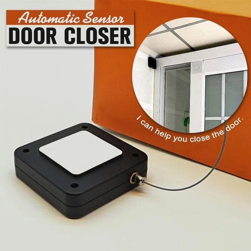 1Pc Black Punch Free Automatic Sensor Door Closer Automatic Shutdown Device Non Punching Telescopic Sliding Door Device